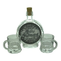 Set plosca mica si pahare de tuica cu maner din sticla. cu decor embosat - Boldog n?vnapot