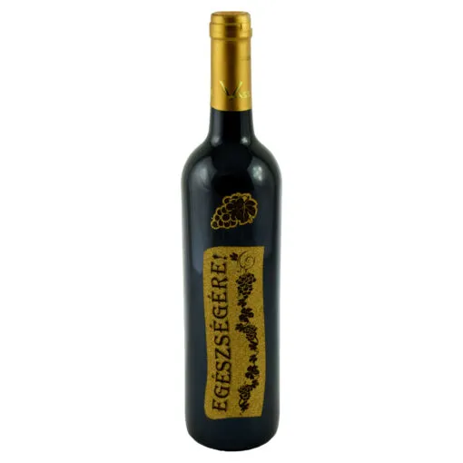 Sticla de vin rosu cu eticheta personalizata - Egeszsegere