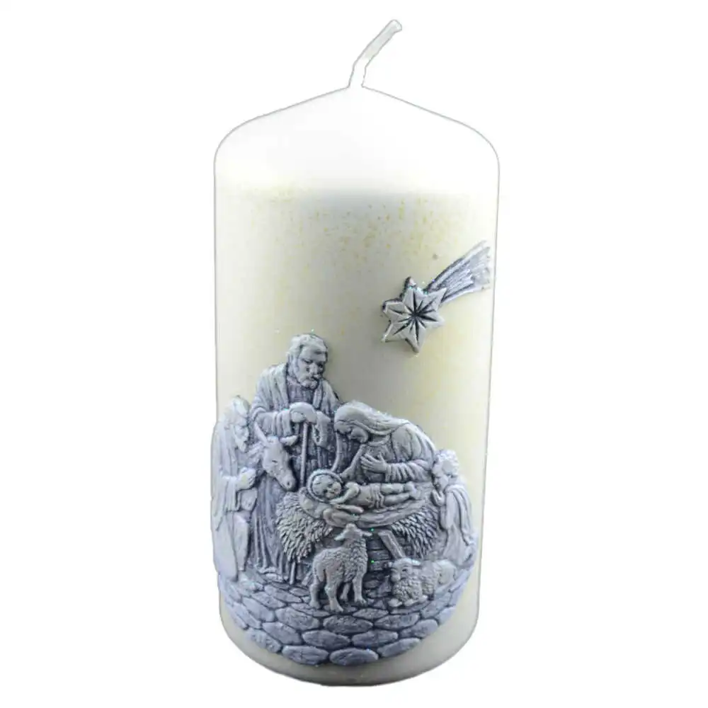 Lumanare de Craciun cu Sfanta Familie 7x15 cm Lumanare de Craciun cu Sfanta Familie 7x15 cm