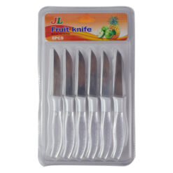 Set cutite de bucatarie realizate din inox si cu manere din plastic - 6 buc. (3 culori)