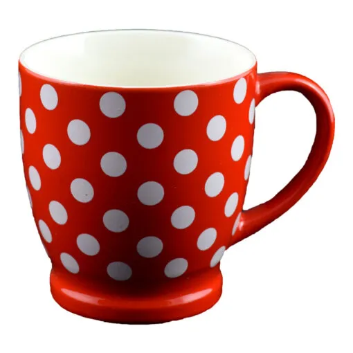 Cana ceramica rosie cu buline 200 ml