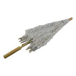 Umbrela din dantela de culoare alba cu maner din lemn - Design Elegant (Model 1)