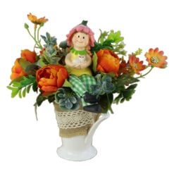 Aranjament floral cu figurina din rasina 25 CM