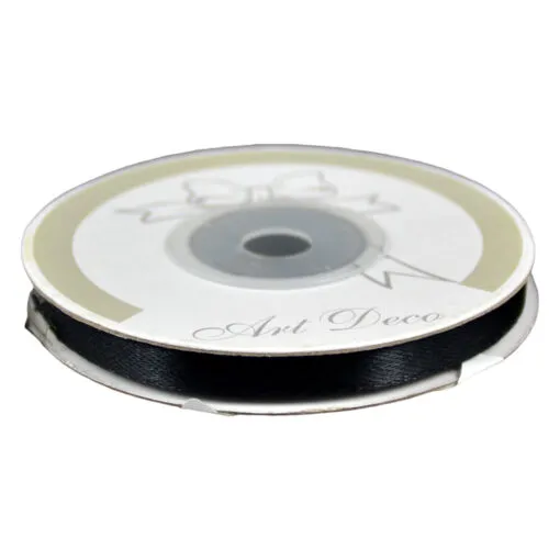 Rola panglica satin Negru 6 mm x 25 m