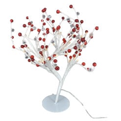 Decoratiune de craciun - Copac cu globuri rosii si leduri