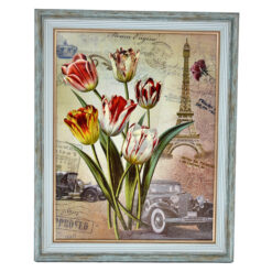 Tablou decorativ cu rama de lemn - Design Flori & Locatii Renumite - Diferite modele (Tip 1)