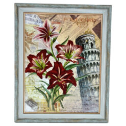 Tablou decorativ cu rama de lemn - Design Flori & Locatii Renumite - Diferite modele (Tip 1)
