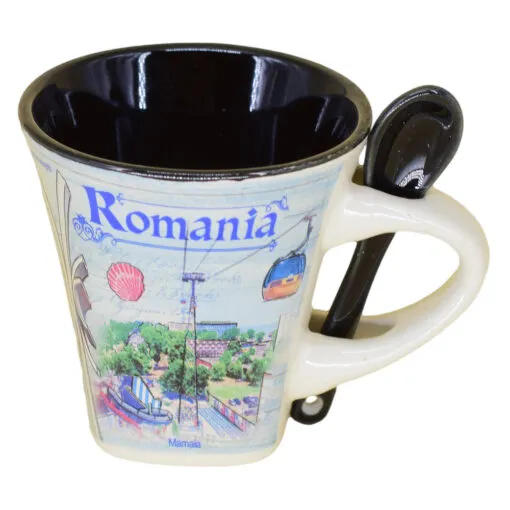 Cana cu lingurita realizate din ceramica - Design Monumente Istorice Din Romania - Diferite modele (Tip 1)