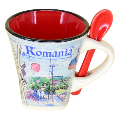 Cana cu lingurita realizate din ceramica - Design Monumente Istorice Din Romania - Diferite modele (Tip 1)