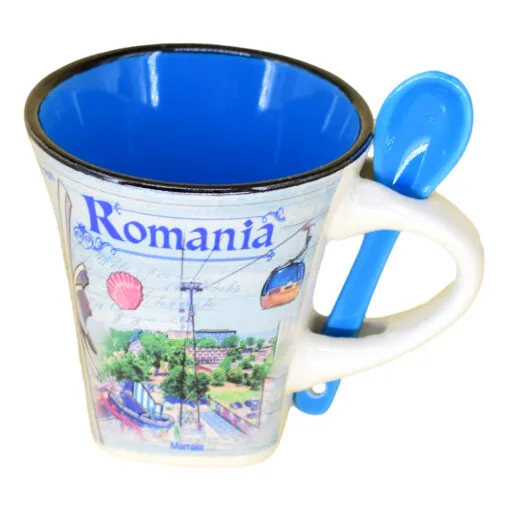 Cana cu lingurita realizate din ceramica - Design Monumente Istorice Din Romania - Diferite modele (Tip 1)