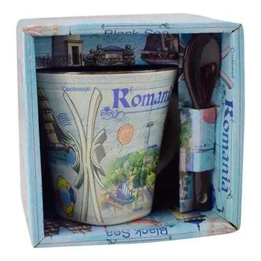 Cana cu lingurita realizate din ceramica - Design Monumente Istorice Din Romania - Diferite modele (Tip 1)