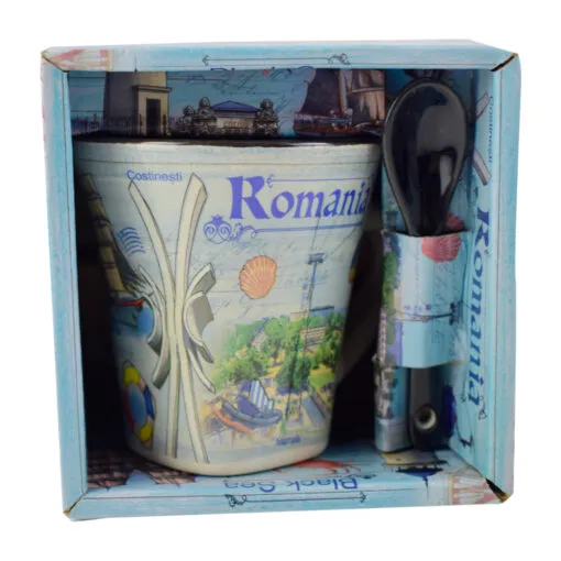 Cana cu lingurita realizate din ceramica - Design Monumente Istorice Din Romania - Diferite modele (Tip 1)