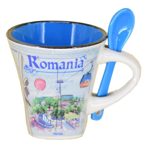 Cana cu lingurita realizate din ceramica - Design Monumente Istorice Din Romania - Diferite modele (Tip 1)