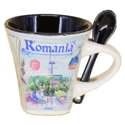 Cana cu lingurita realizate din ceramica - Design Monumente Istorice Din Romania - Diferite modele (Tip 1)
