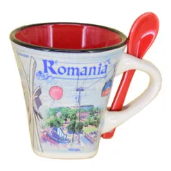 Cana cu lingurita realizate din ceramica - Design Monumente Istorice Din Romania - Diferite modele (Tip 1)