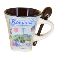 Cana cu lingurita realizate din ceramica - Design Monumente Istorice Din Romania - Diferite modele (Tip 1)