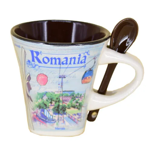 Cana cu lingurita realizate din ceramica - Design Monumente Istorice Din Romania - Diferite modele (Tip 1)