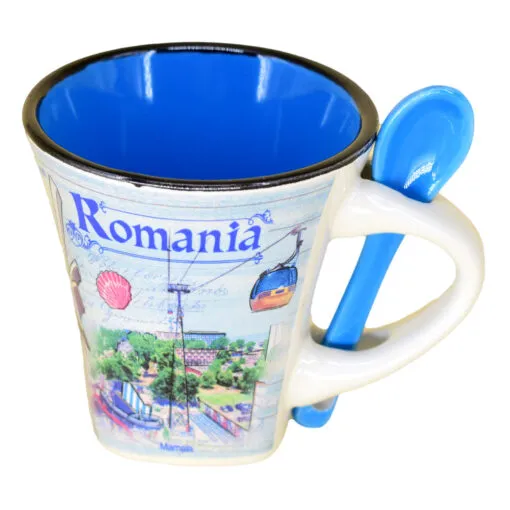 Cana cu lingurita realizate din ceramica - Design Monumente Istorice Din Romania - Diferite modele (Tip 1)