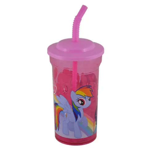 Pahar realizat din plastic cu capac si pai - 460 ml - Design Pony