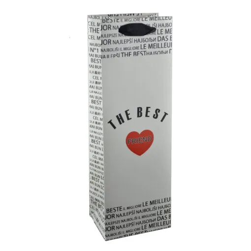 Punga cadou pentru bauturi realizata din hartie laminata - A legjobb barat/The best friend