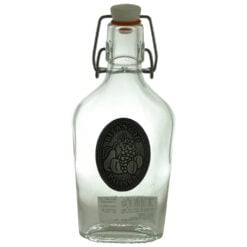 Plosca realizata din sticla decorata cu placuta metalica - Design inscriptionat "Bitang jo palinka"