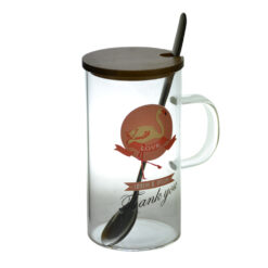 Cana realizata din sticla cu accesorii - Desing Flamingo - Diverse modele