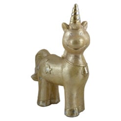 Figurina realizata din ceramica in forma de unicorn - Design auriu cu stelute