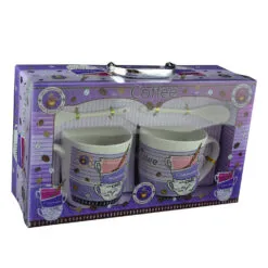 Set 2 cani realizate din ceramica cu accesorii - Design Coffee - Diverse modele (Model 2)