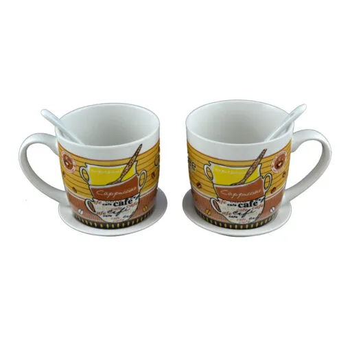 Set 2 cani realizate din ceramica cu accesorii - Design Coffee - Diverse modele (Model 2)