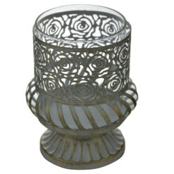 Suport pentru lumanare din metal cu candela 10x12 CM - Design cu trandafiri