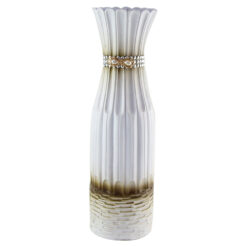 Vaza din ceramica Alb cu maro 16x60 CM