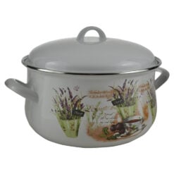 Oala emailata cu capac 6 L  - Design Lavanda