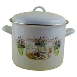 Oala emailata cu capac 8.6 L - Design Lavanda
