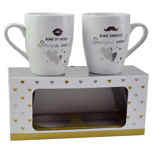 Set 2 cani Wedding din ceramica 300 ml - "Scumpa mea/Scumpul meu"