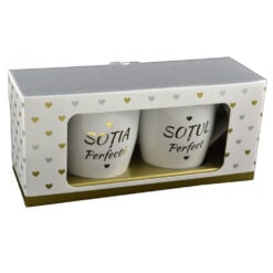 Set 2 cani Wedding din ceramica 300 ml - Sotia Perfecta/Sot Perfect