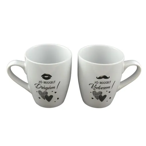 Set 2 cani Wedding din ceramica 300 ml - Jo reggelt Dragam!/Jo reggelt Kedvesem!