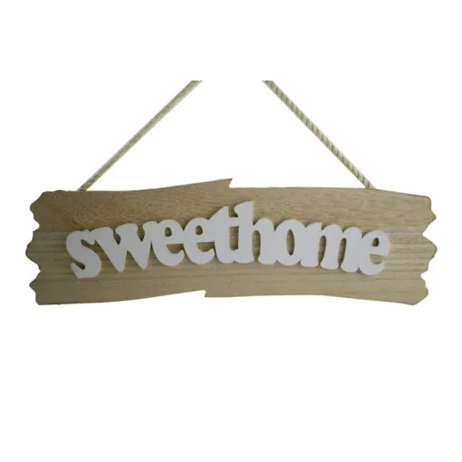 Decoratiune usa realizata din lemn - Welcome/Sweet Home