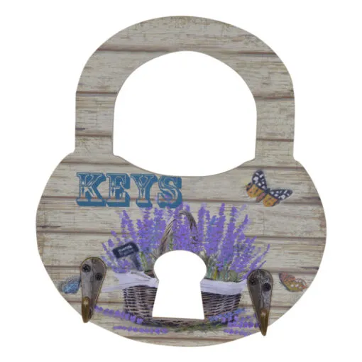 Suport pentru cheie realizat din lemn in forma de lacat - Design vintage - Diverse modele