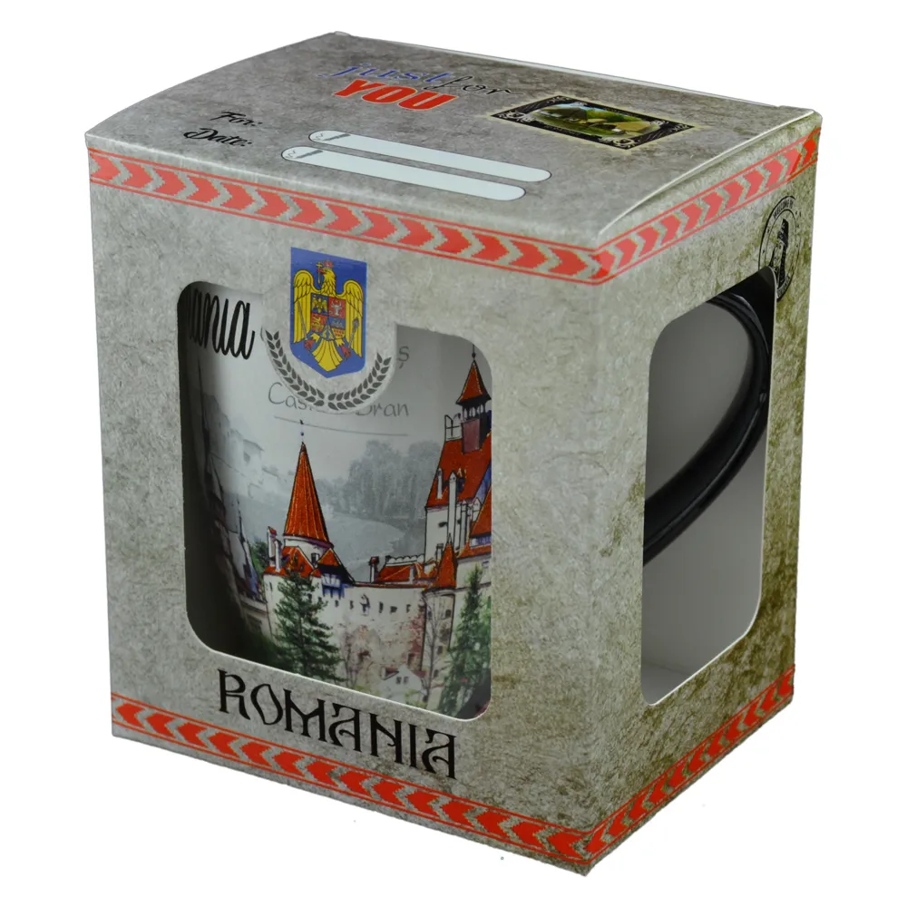 Cana realizata din ceramica in cutie - Design Castelul Bran - Diverse modele (Model 2) Cana realizata din ceramica in cutie - Design Castelul Bran - Diverse modele (Model 2)