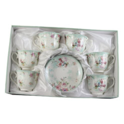 Set de 6 cesti cu farfurie 220 ml - Design Rose