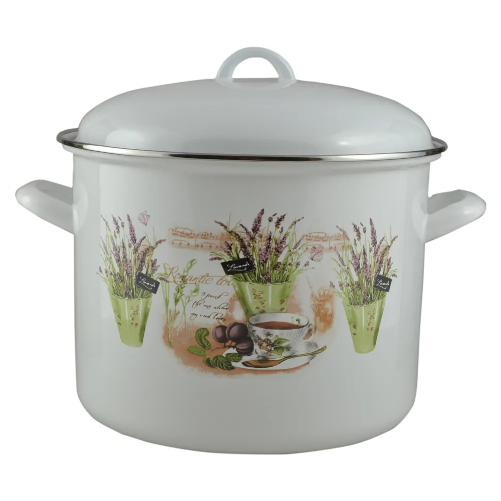 Oala emailata cu capac 10.4 L - Design Lavanda Oala emailata cu capac 10.4 L - Design Lavanda
