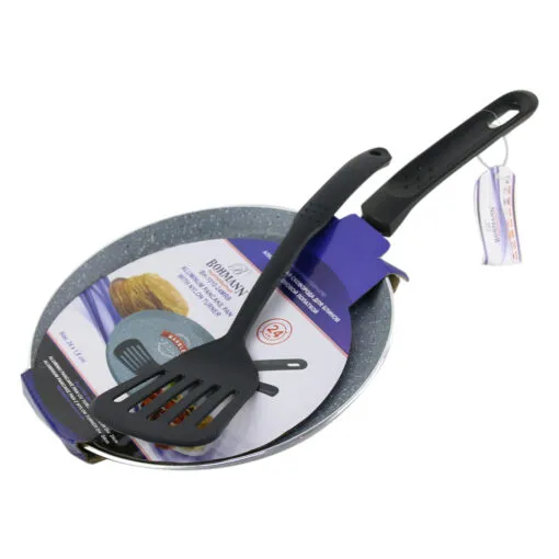 Tigaie din aluminiu marmorat cu spatula