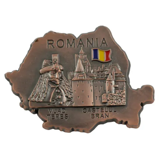 Magnet frigider din metal Vlad Tepes/Castelul Bran 8.5 CM
