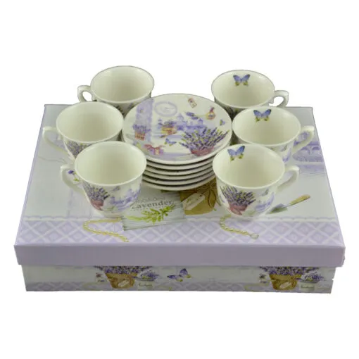 Set 6 cesti cu farfurii din cermica - Lavanda Passion