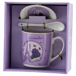 Cana cu farfurie si lingurita din ceramica "Lavander Paris" 9 CM