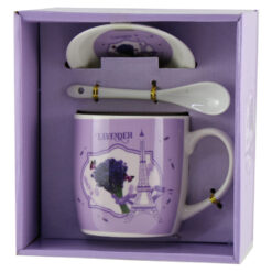 Cana cu farfurie si lingurita din ceramica "Lavander Paris" 9 CM