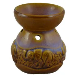 Candela pentru aromaterapie realizata din ceramica. decorata cu elefanti -Rotunda - Diverse modele