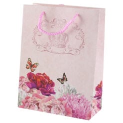 Punga cadou din hartie 18x24 CM - Vintage floral & coroana