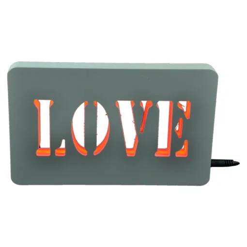 Ornament decorativ realizat din material plastic si dotat cu led - Love (Tip 1)