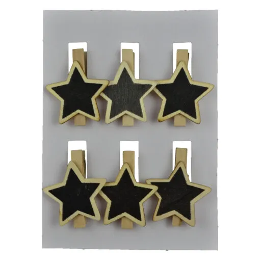 Set 6 decoratiuni cu clema din lemn - 2 modele